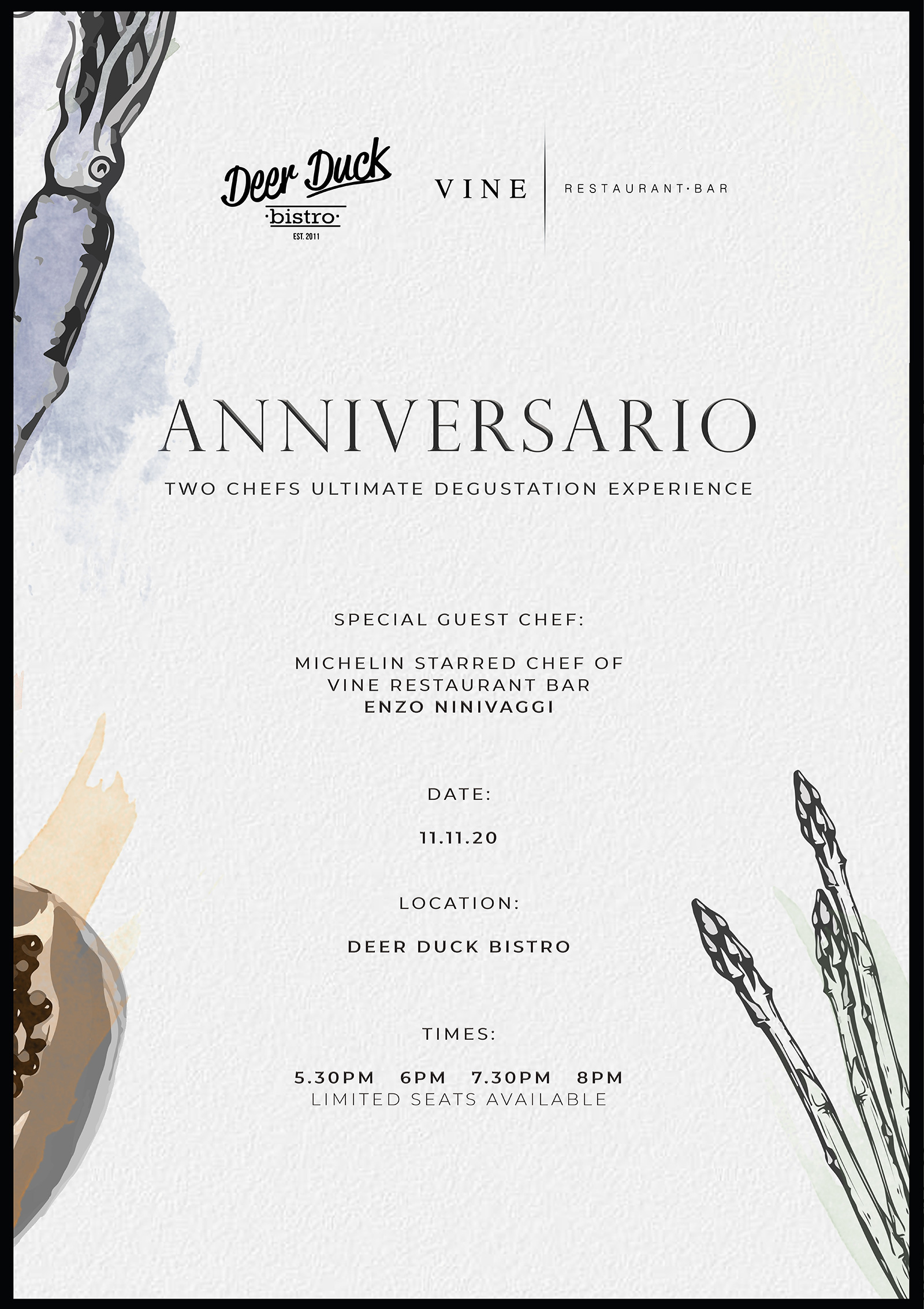 Anniversary Dinner at Deer Duck Bistro with guest Chef Enzo Ninivaggi